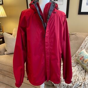 LLBean Red Winter Rain Jacket GoreTex Hood Men’s Size L